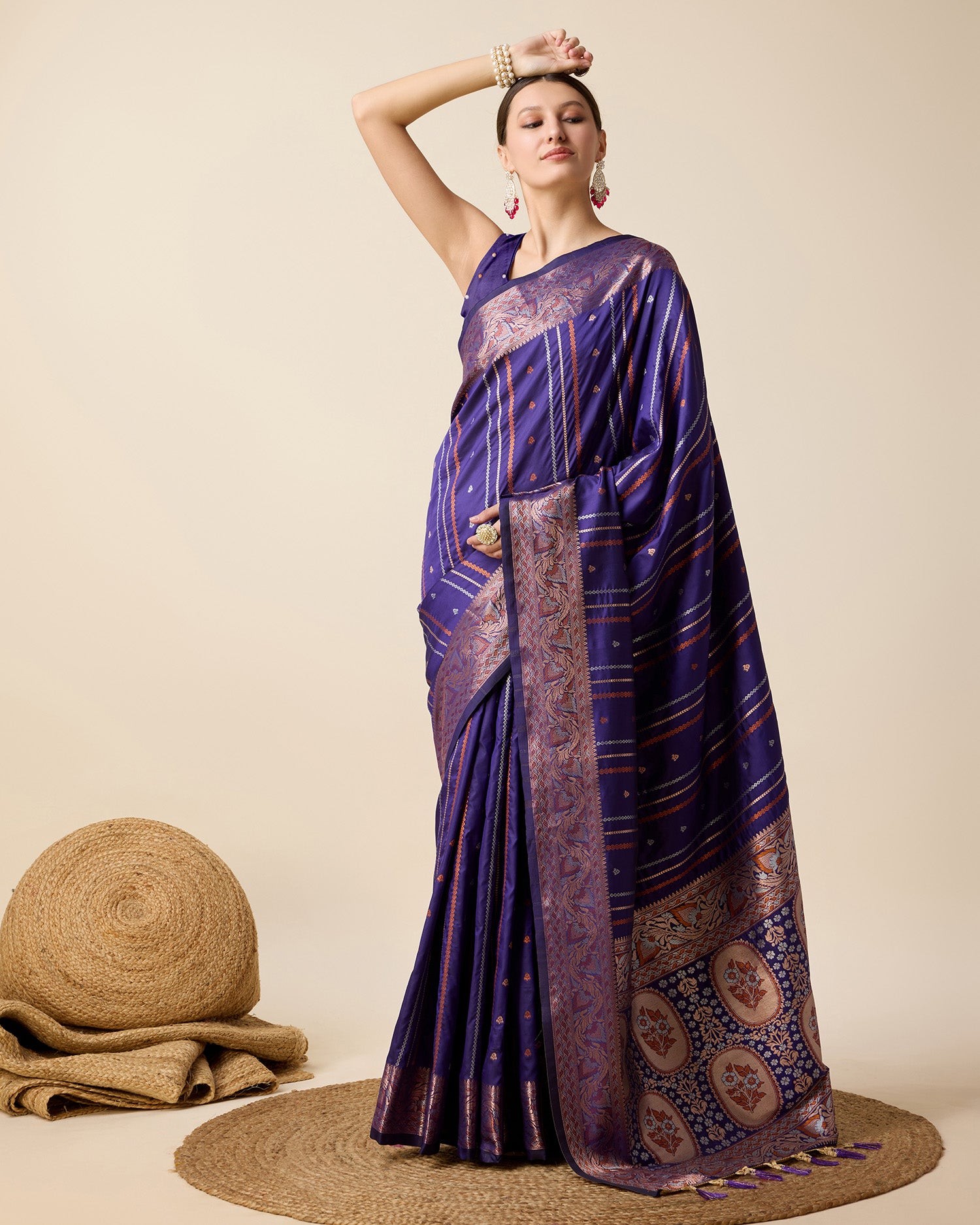 Purple Pure Jacquard with Sona Chandi Zari – A Luxe Weave for Wedding & Festive Couture