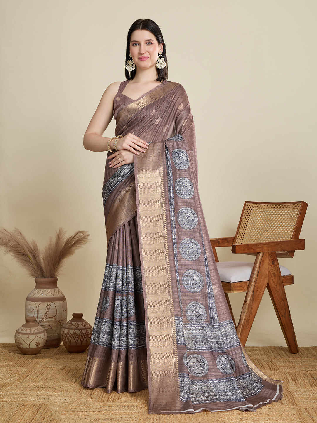 Soft, Breathable & Celebration-Ready: Semi Cotton Coffee Sarees with Butti & Jacquard Elegance