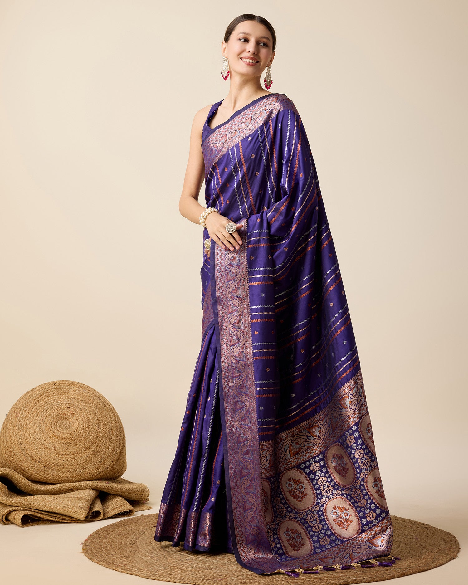 Purple Pure Jacquard with Sona Chandi Zari – A Luxe Weave for Wedding & Festive Couture