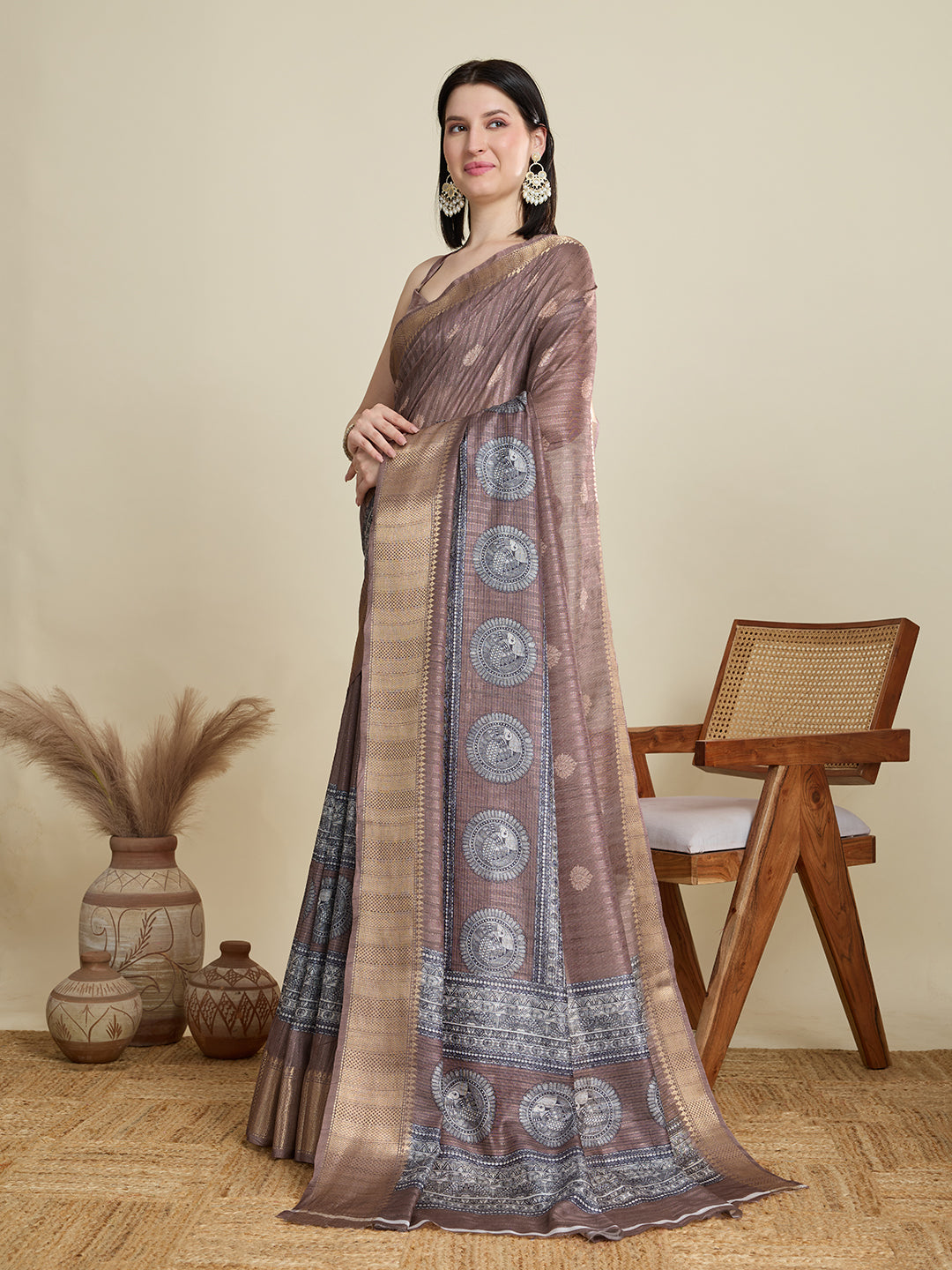 Soft, Breathable & Celebration-Ready: Semi Cotton Coffee Sarees with Butti & Jacquard Elegance