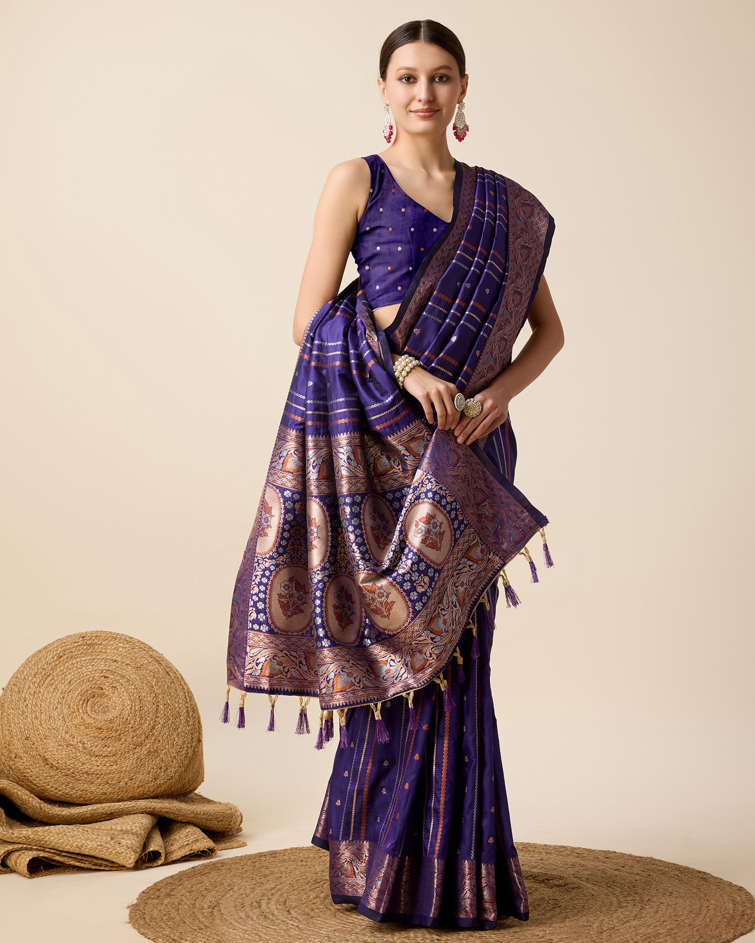 Purple Pure Jacquard with Sona Chandi Zari – A Luxe Weave for Wedding & Festive Couture