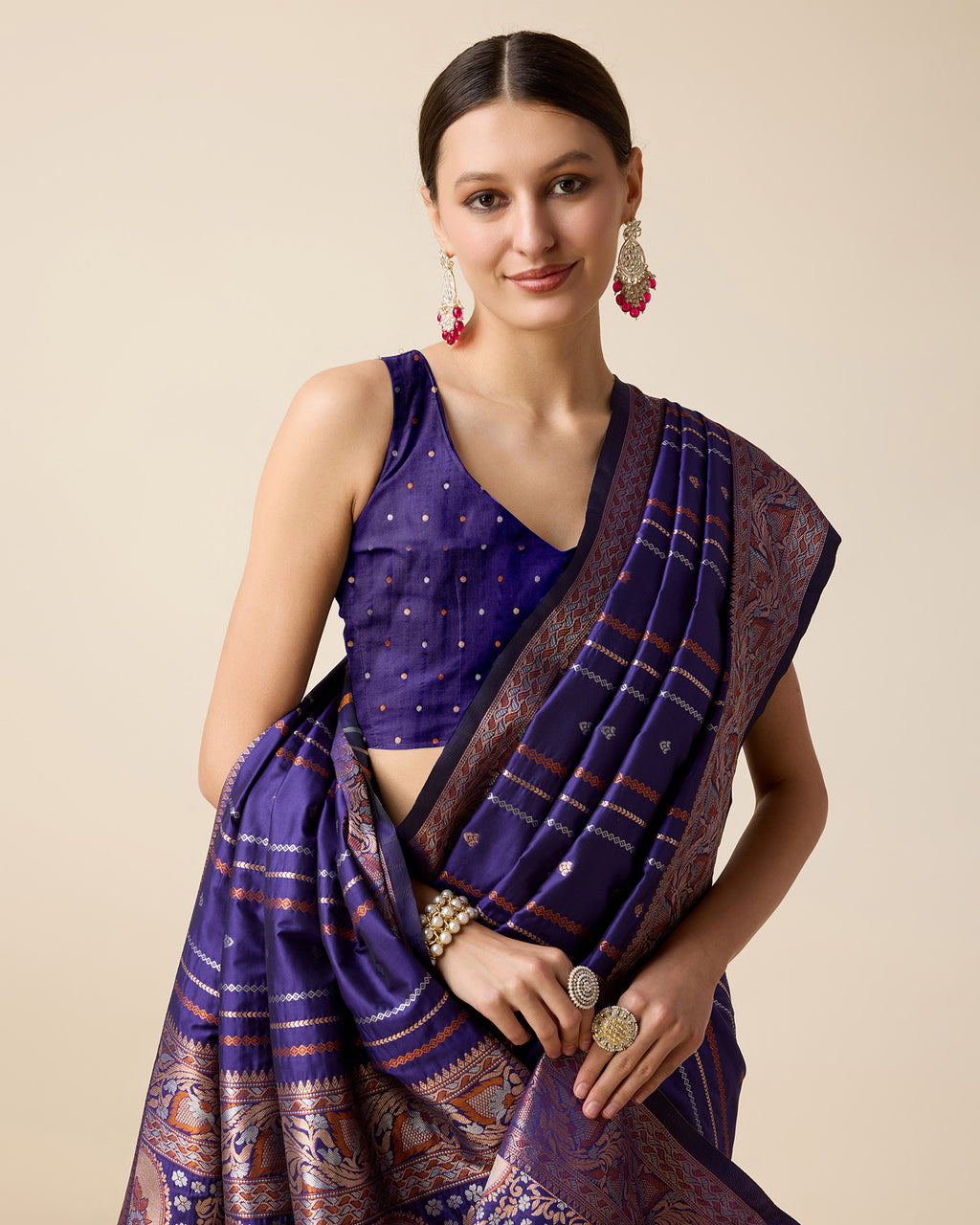 Purple Pure Jacquard with Sona Chandi Zari – A Luxe Weave for Wedding & Festive Couture