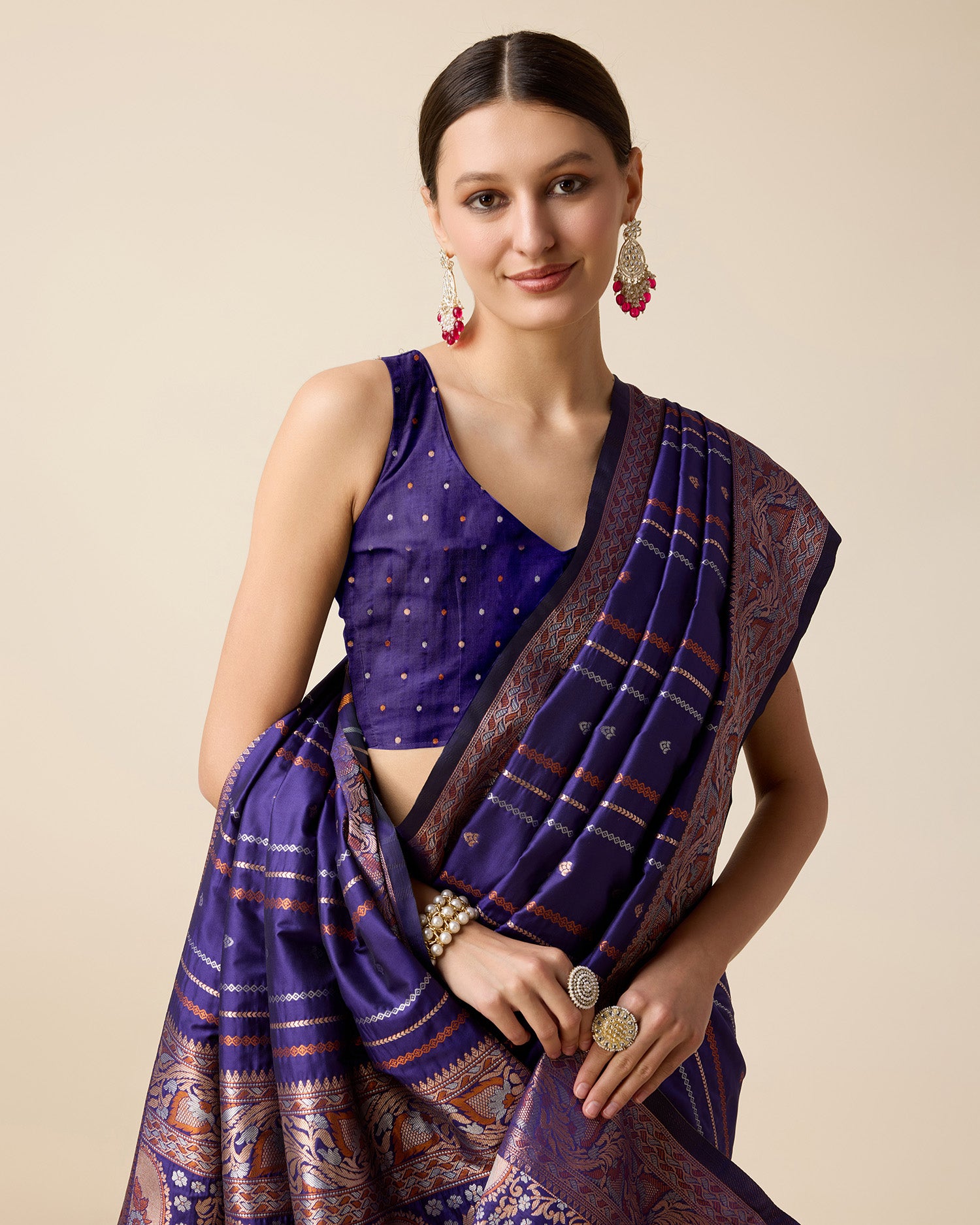 Purple Pure Jacquard with Sona Chandi Zari – A Luxe Weave for Wedding & Festive Couture