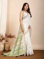 Pista Semi-Cotton Saree with Zari Border – Soft, Traditional & Elegant