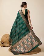 Green Pure Jacquard with Sona Chandi Zari – A Luxe Weave for Wedding & Festive Couture