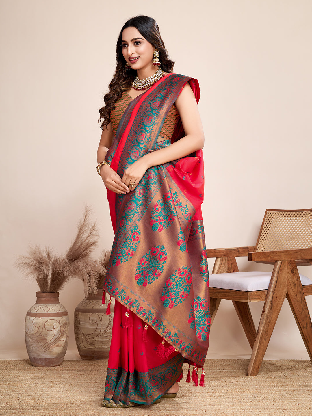 Be Wedding & Festive Ready with Our New PURE Jacquard Red Saree Collection