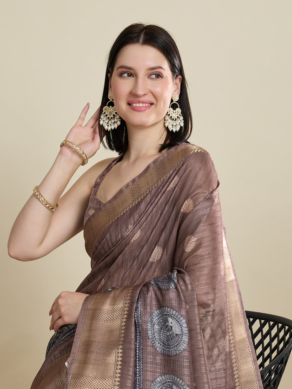 Soft, Breathable & Celebration-Ready: Semi Cotton Coffee Sarees with Butti & Jacquard Elegance