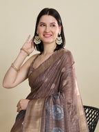 Soft, Breathable & Celebration-Ready: Semi Cotton Coffee Sarees with Butti & Jacquard Elegance