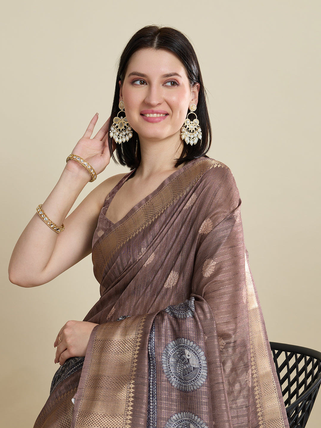 Soft, Breathable & Celebration-Ready: Semi Cotton Coffee Sarees with Butti & Jacquard Elegance