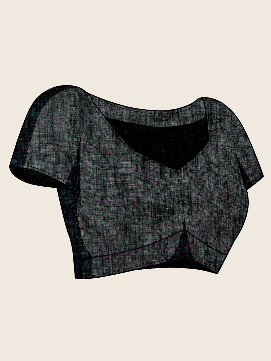 Women's Black Linen Saree with Jari Border and Blouse – Printed All Over Design