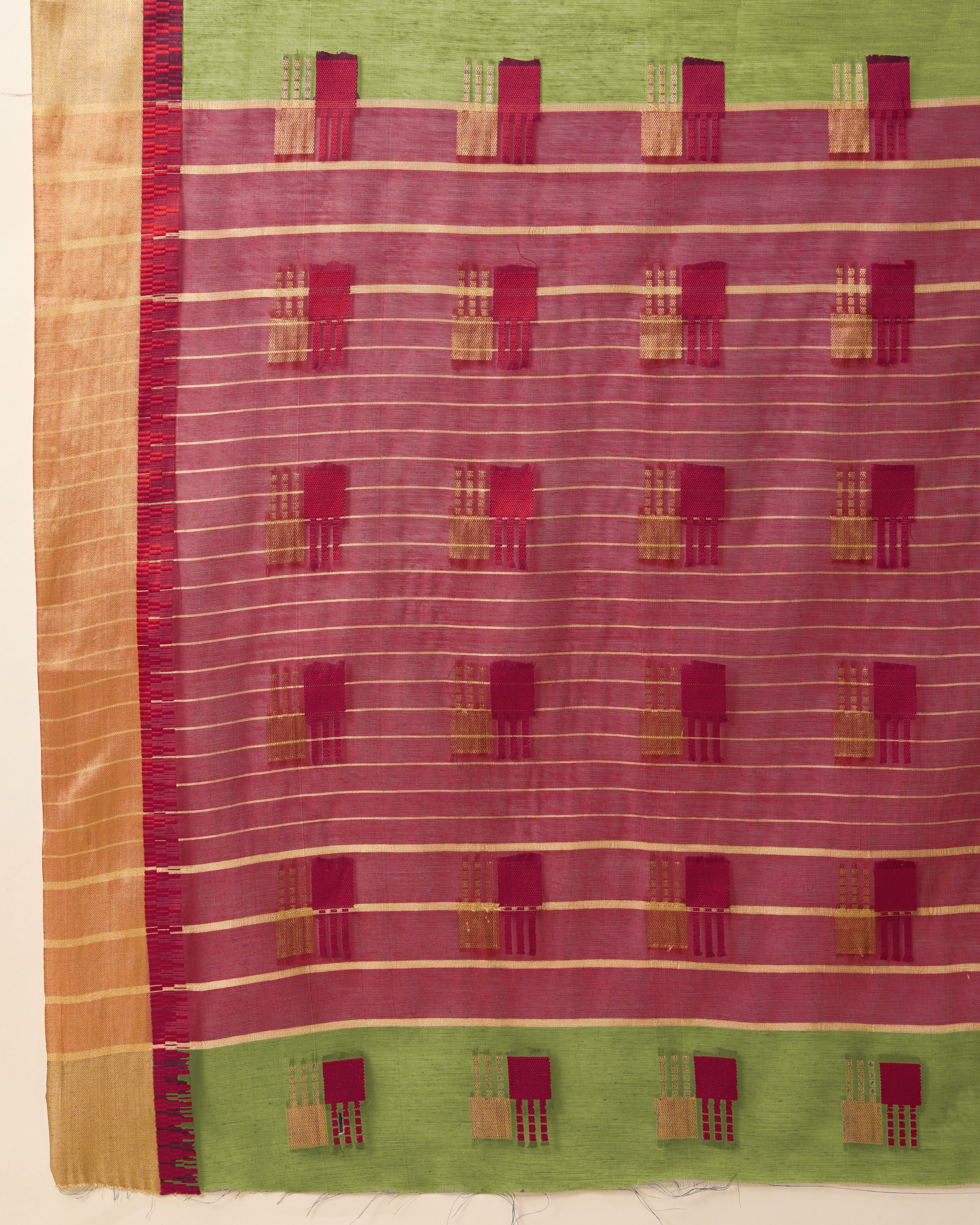 Banarasi Elegance in Breathable Semi Cotton Green Saree –For All Wedding Celebrations