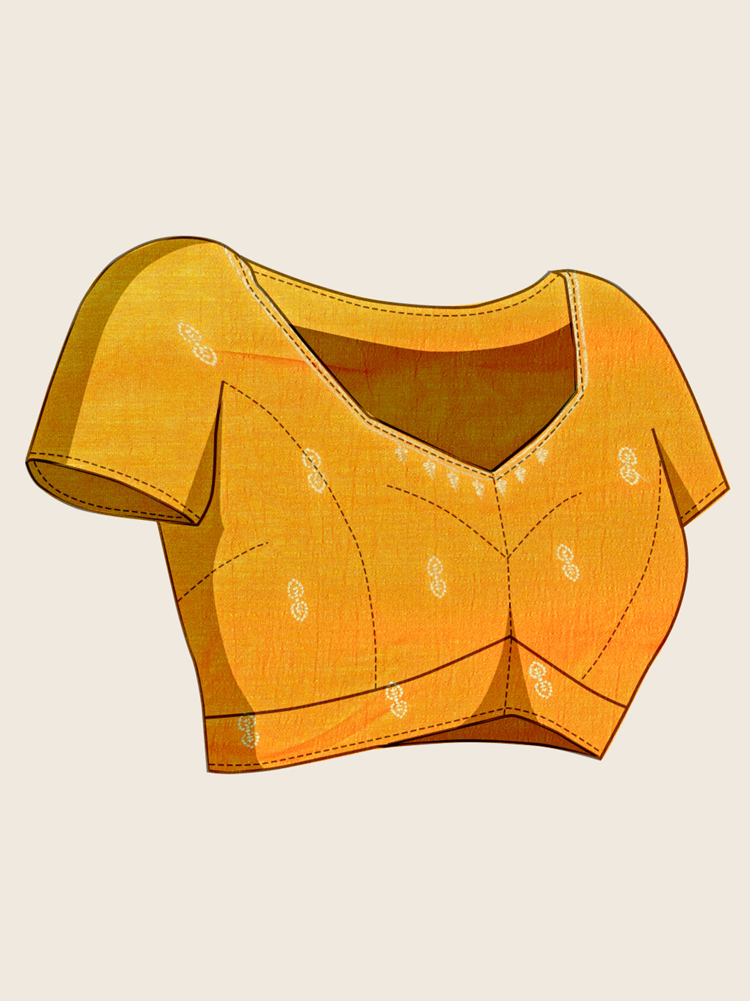 Soft Vichitra Silk Yellow  Saree with Intricate Multicolor Floral Work & Coordinated Embroidered