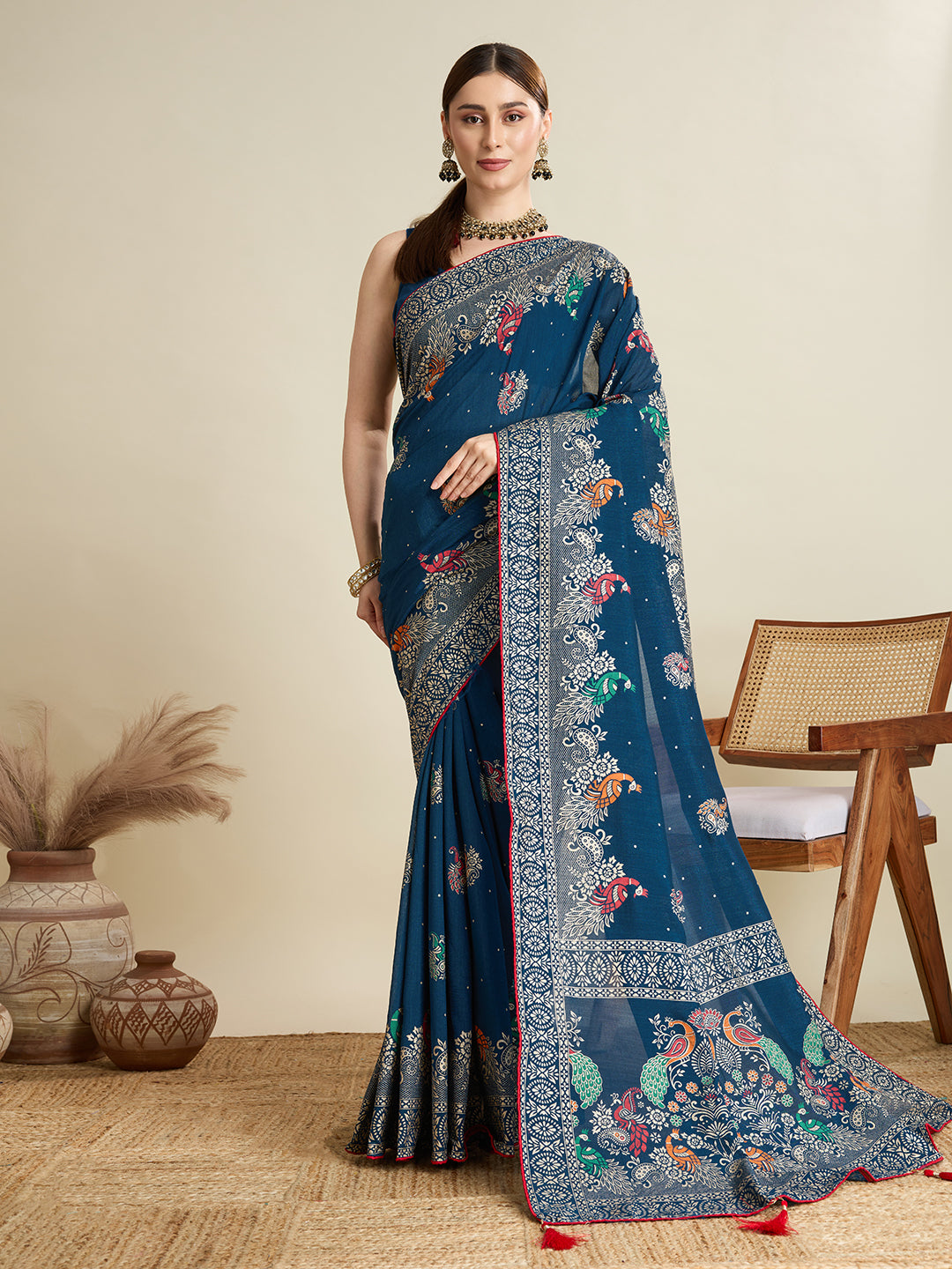 Soft, Airy & Celebration-Ready: Cotton Blue Sarees for Wedding Shenanigans