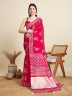 Red Semi-Cotton Sequin Saree – Elegant Choice for Intimate & Grand Weddings
