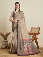 Soft, Breathable & Celebration-Ready: Semi Cotton Brown Sarees with Butti & Jacquard Elegance