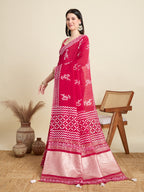 Red Semi-Cotton Sequin Saree – Elegant Choice for Intimate & Grand Weddings