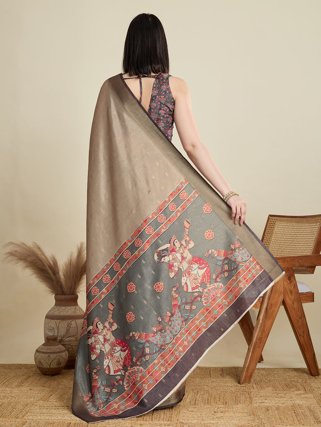Soft, Breathable & Celebration-Ready: Semi Cotton Brown Sarees with Butti & Jacquard Elegance