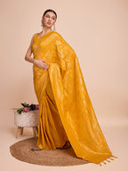 Yellow Pure Silk Saree with Double Zari Weaving & Soft Zari Border