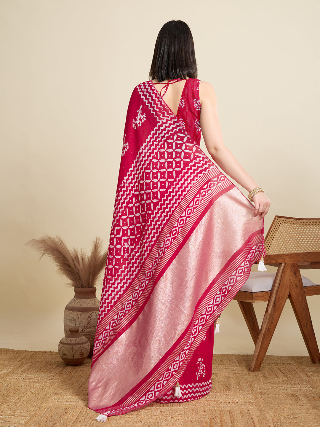 Red Semi-Cotton Sequin Saree – Elegant Choice for Intimate & Grand Weddings