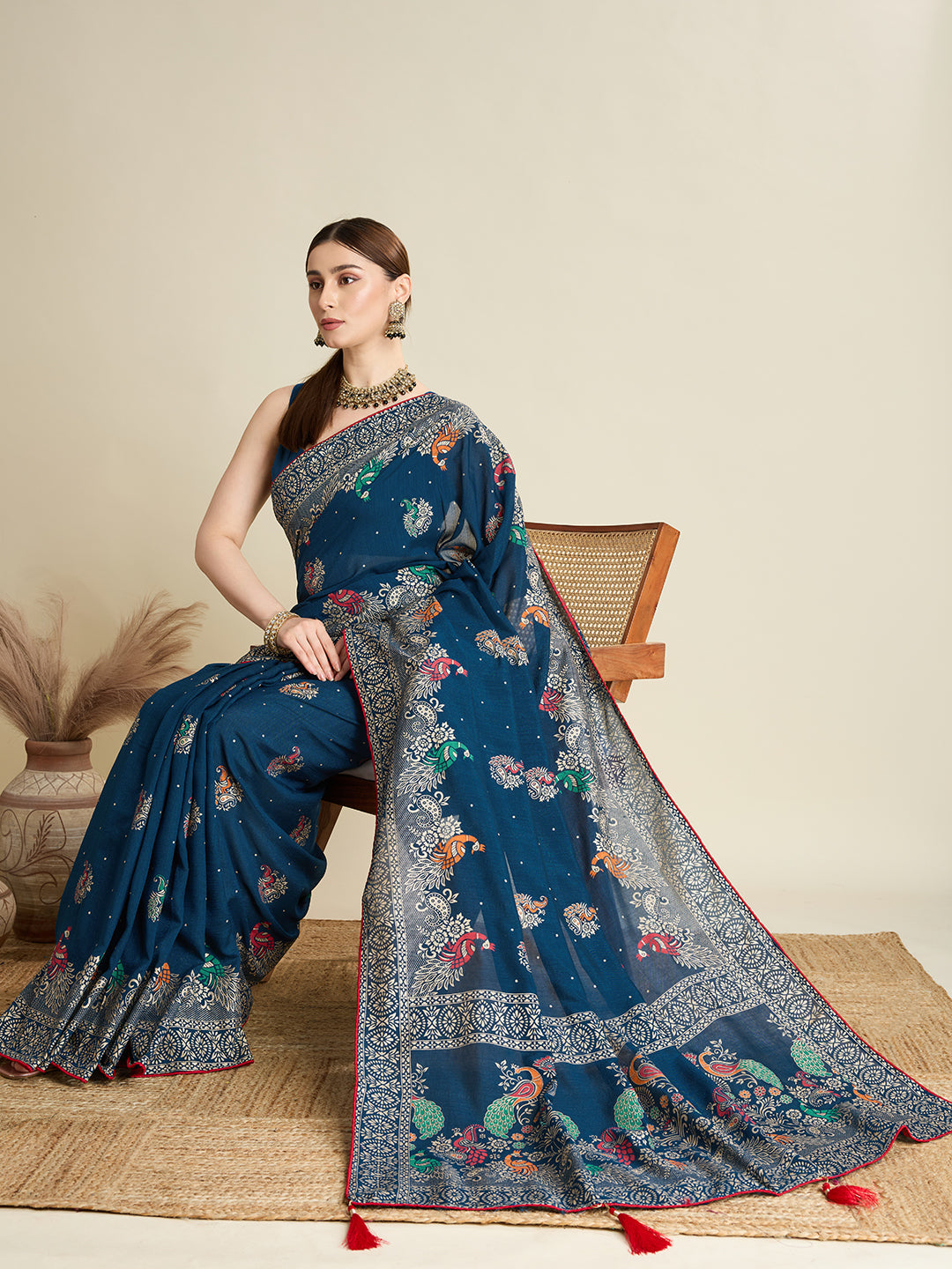 Soft, Airy & Celebration-Ready: Cotton Blue Sarees for Wedding Shenanigans