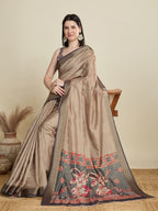 Soft, Breathable & Celebration-Ready: Semi Cotton Brown Sarees with Butti & Jacquard Elegance