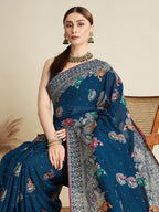 Soft, Airy & Celebration-Ready: Cotton Blue Sarees for Wedding Shenanigans