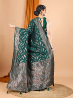 Green Pure Silk Saree – Double Zari Weaving with Contrast Rich Pallu