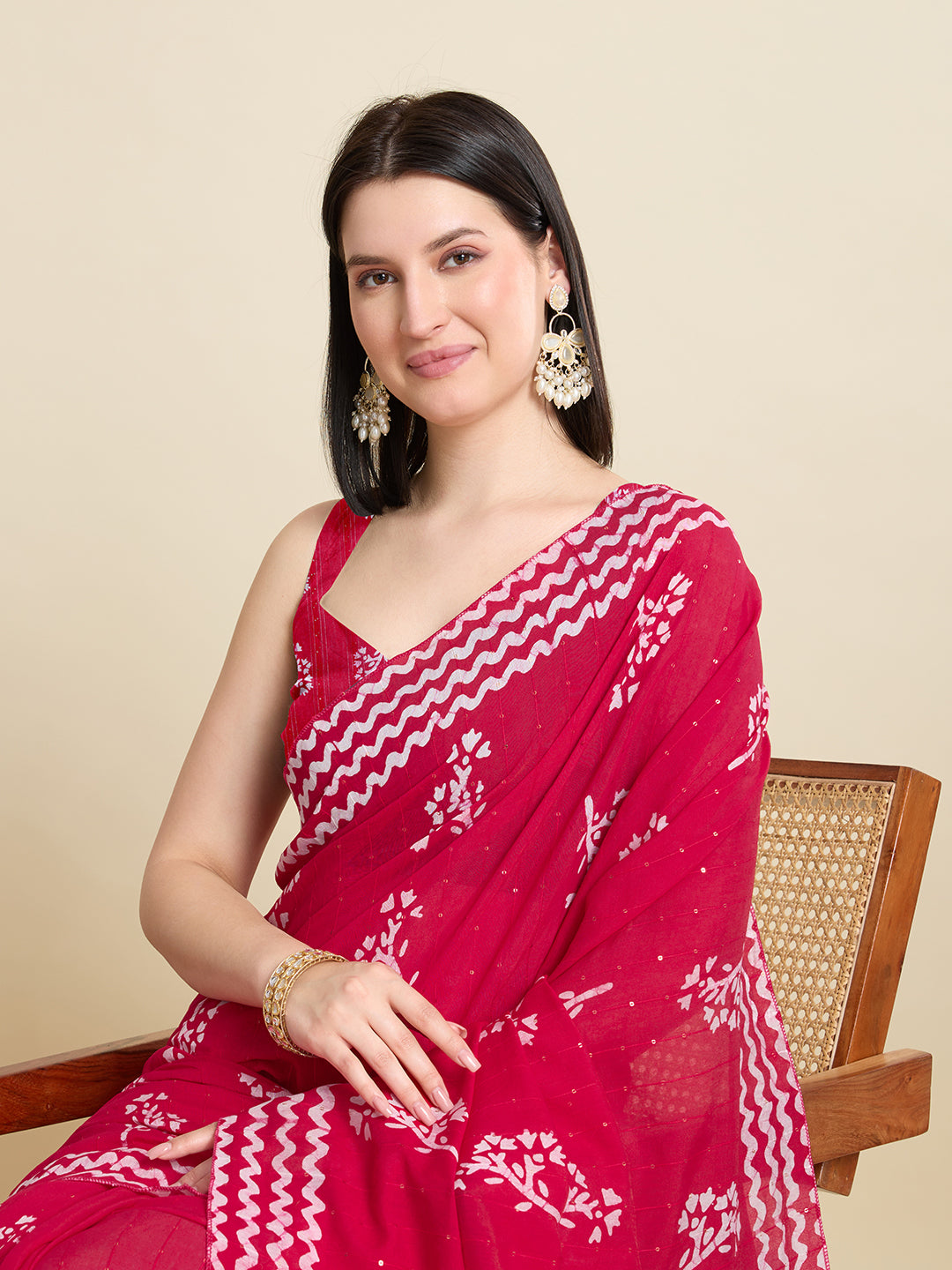 Red Semi-Cotton Sequin Saree – Elegant Choice for Intimate & Grand Weddings