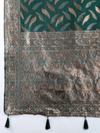 Green Pure Silk Saree – Double Zari Weaving with Contrast Rich Pallu