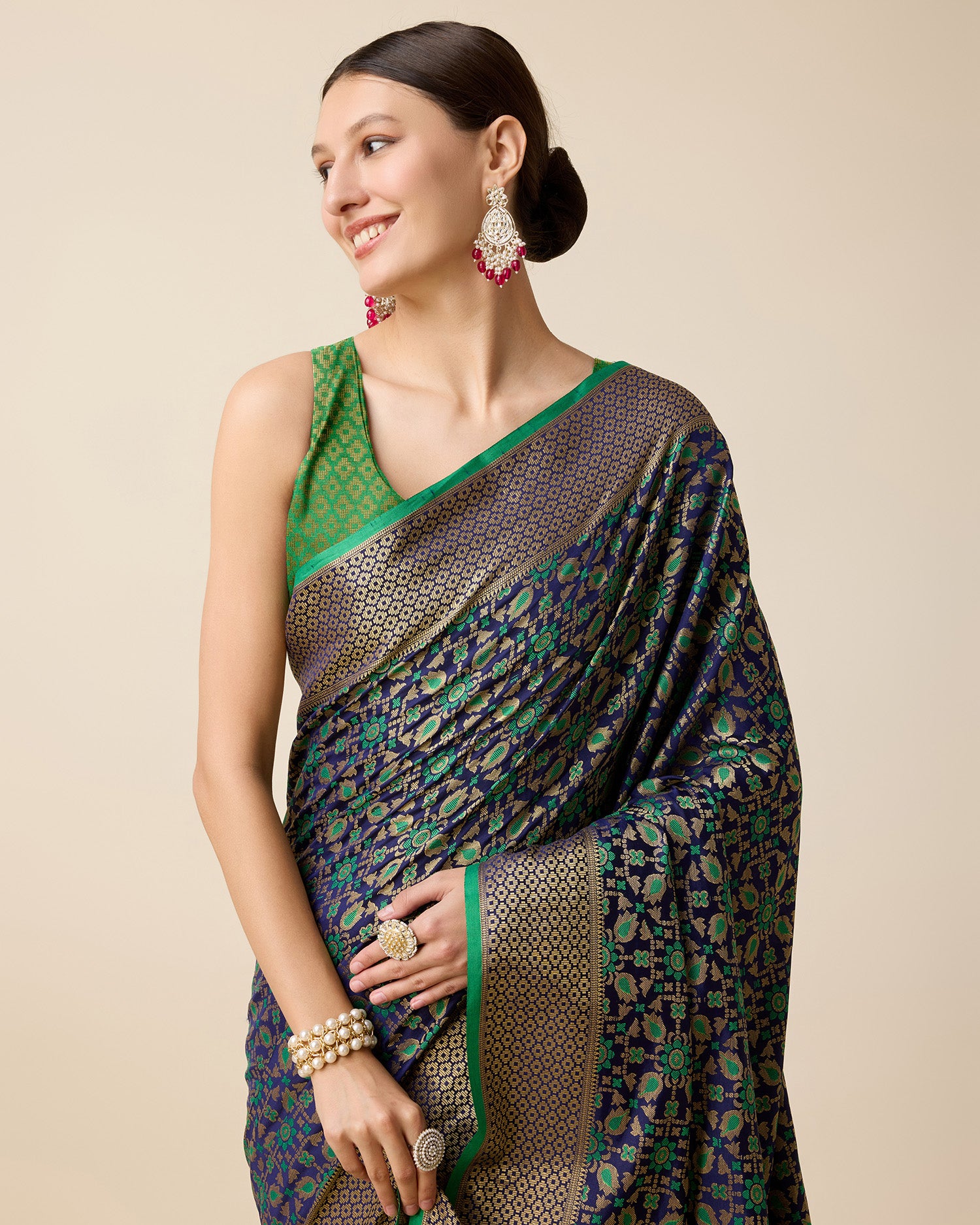 Navy Blue Traditional Banarasi Silk Saree – Perfect for Festive & Wedding Wear
