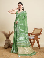 Green Semi-Cotton Sequin Saree – Elegant Choice for Intimate & Grand Weddings