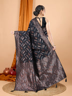 Elegant Black Pure Silk Saree with Double Zari & Stunning Contrast Pallu