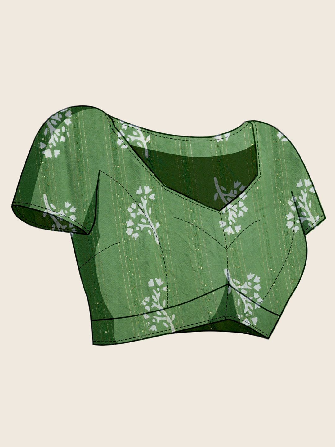 Green Semi-Cotton Sequin Saree – Elegant Choice for Intimate & Grand Weddings