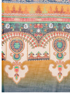 Women's Blue Linen Saree with Jari Border and Blouse – Printed All Over Design