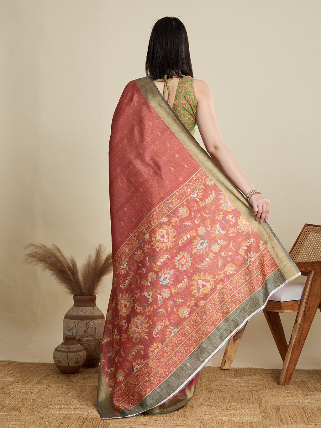 Soft, Breathable & Celebration-Ready: Semi Cotton Orange Sarees with Butti & Jacquard Elegance