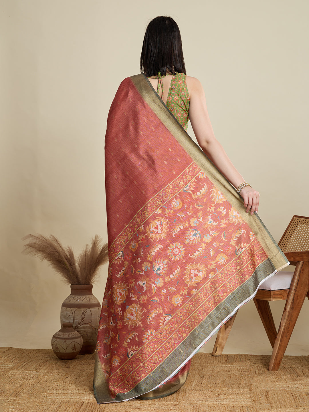 Soft, Breathable & Celebration-Ready: Semi Cotton Orange Sarees with Butti & Jacquard Elegance