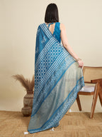 Blue Semi-Cotton Sequin Saree – Elegant Choice for Intimate & Grand Weddings