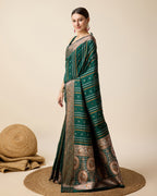 Green Pure Jacquard with Sona Chandi Zari – A Luxe Weave for Wedding & Festive Couture