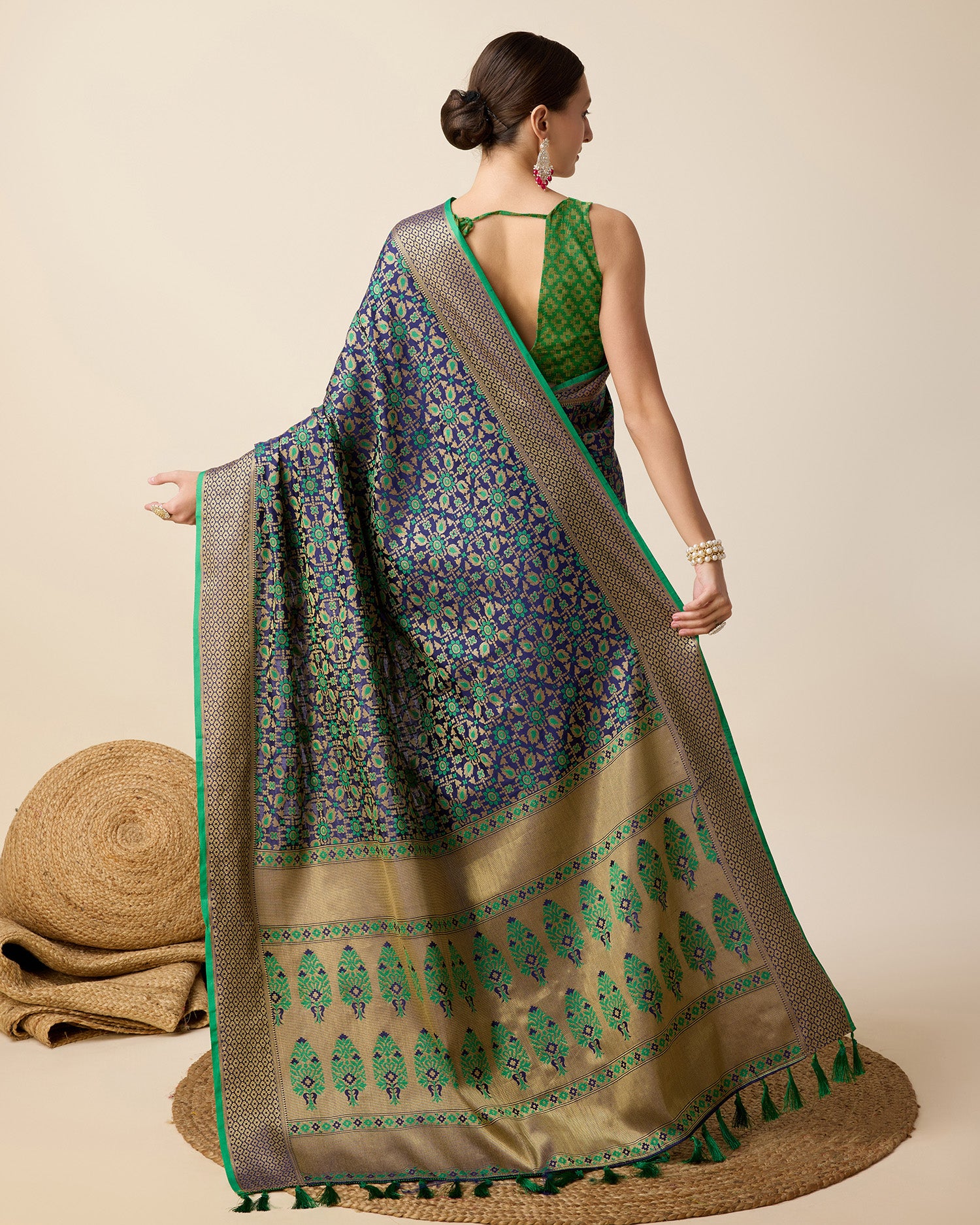 Navy Blue Traditional Banarasi Silk Saree – Perfect for Festive & Wedding Wear