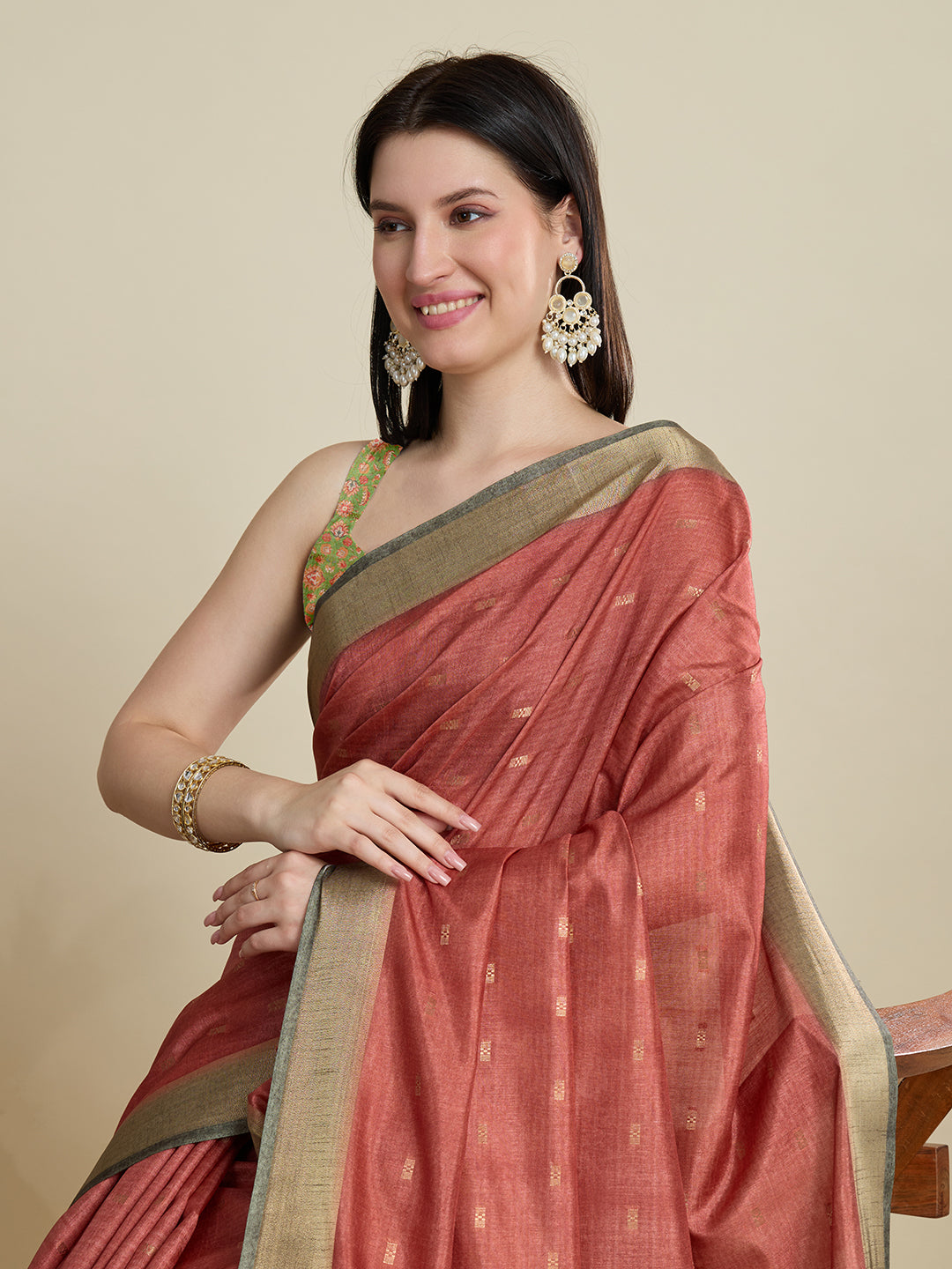 Soft, Breathable & Celebration-Ready: Semi Cotton Orange Sarees with Butti & Jacquard Elegance