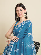 Blue Semi-Cotton Sequin Saree – Elegant Choice for Intimate & Grand Weddings