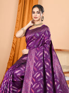 Wine Pure Silk Saree – Double Zari Weaving with Contrast Rich Pallu