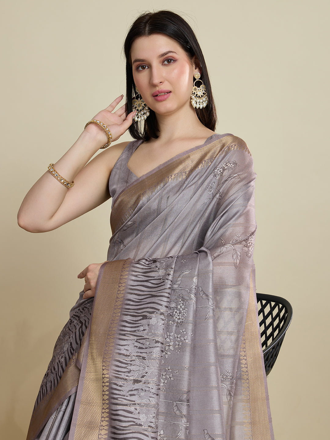 Soft, Breathable & Celebration-Ready: Semi Cotton Lavender Sarees with Butti & Jacquard Elegance