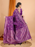 Wine Pure Silk Saree – Double Zari Weaving with Contrast Rich Pallu