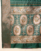 Green Pure Jacquard with Sona Chandi Zari – A Luxe Weave for Wedding & Festive Couture