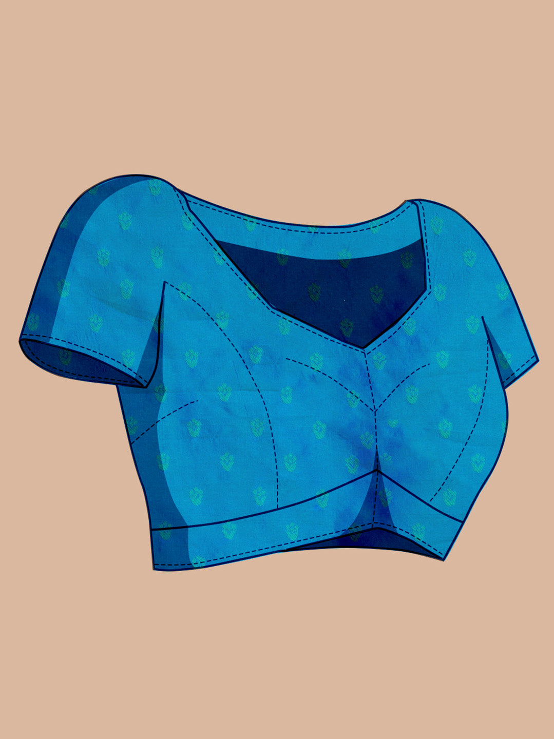 Blue Pure Silk Saree – Double Zari Weaving with Soft Zari Border & Gold/Copper Contrast