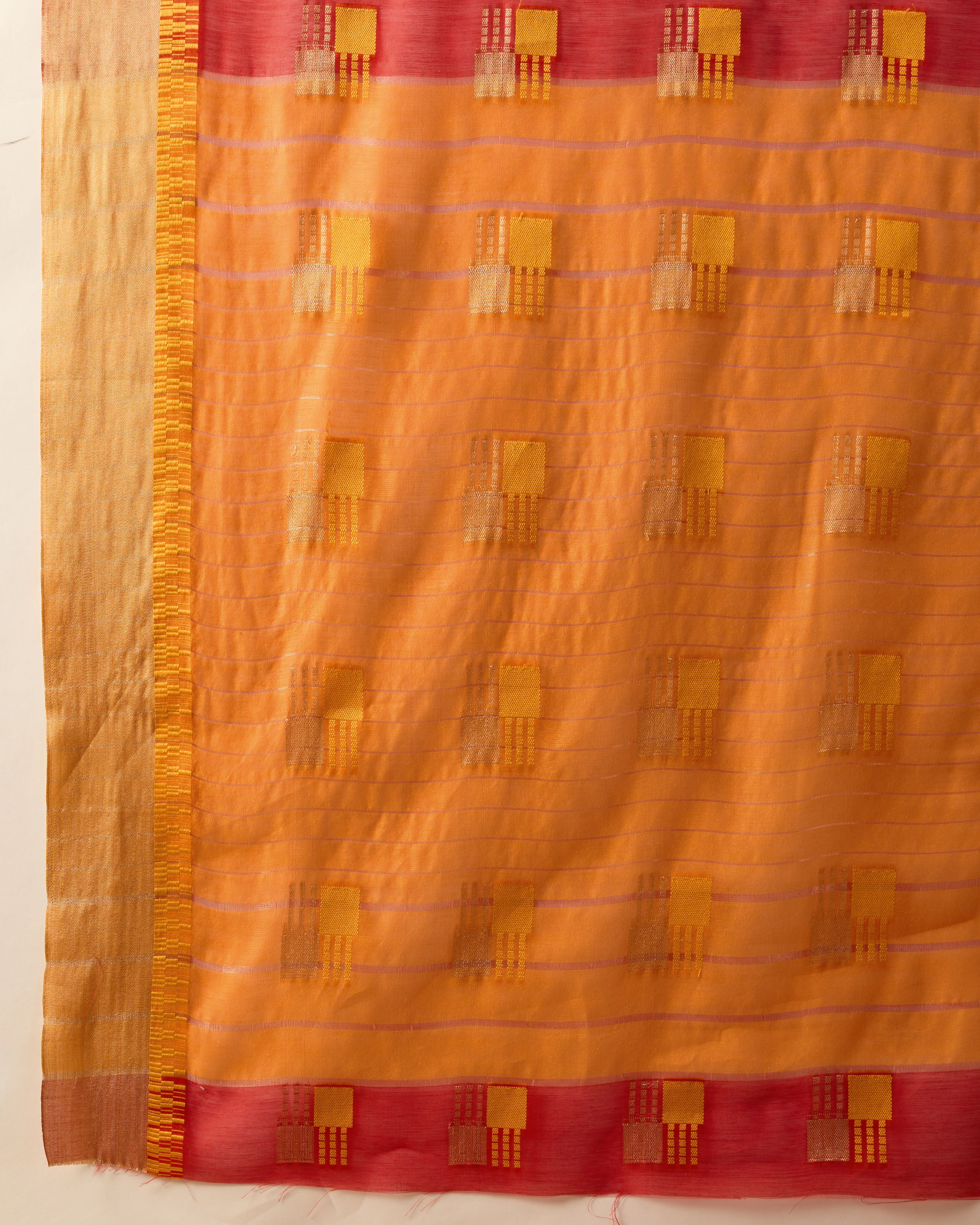 Banarasi Elegance in Breathable Semi Cotton Red Saree –For All Wedding Celebrations