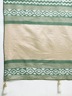 Rama Green Semi-Cotton Sequin Saree – Elegant Choice for Intimate & Grand Weddings