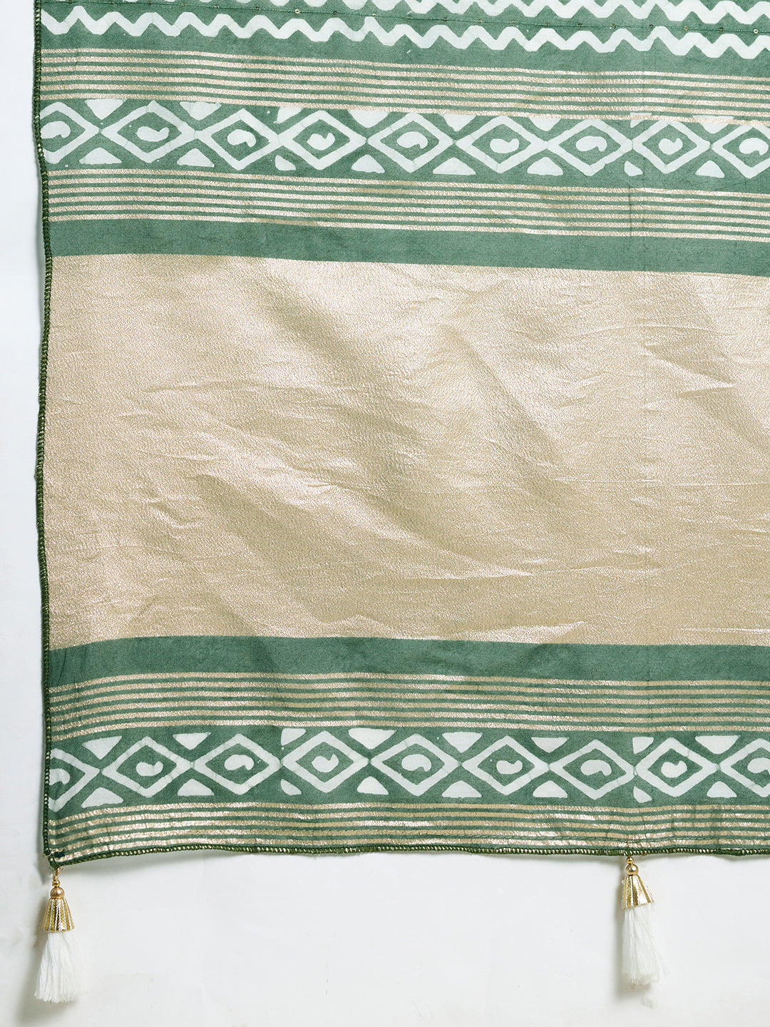 Rama Green Semi-Cotton Sequin Saree – Elegant Choice for Intimate & Grand Weddings