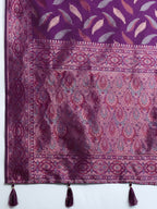 Wine Pure Silk Saree – Double Zari Weaving with Contrast Rich Pallu